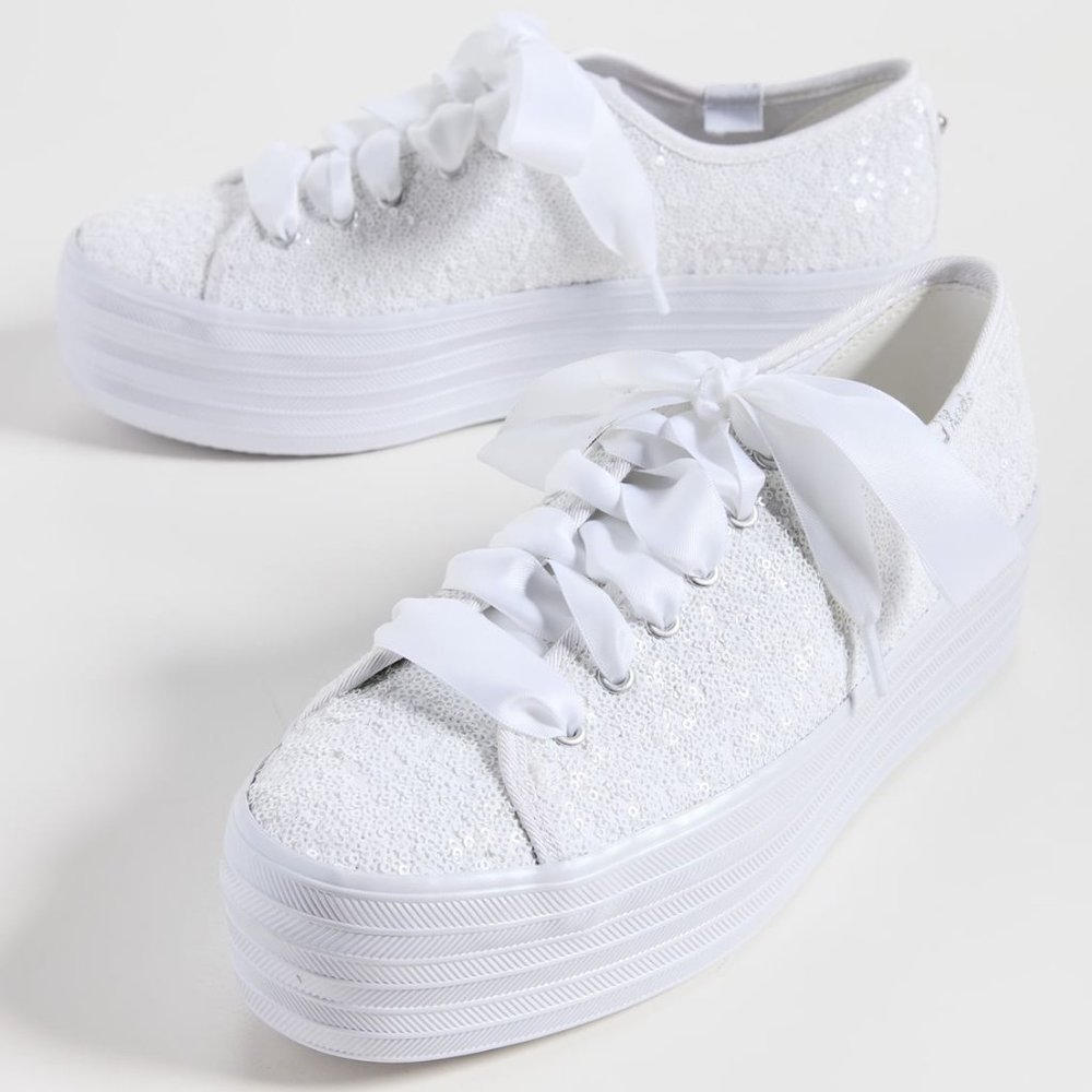 Keds White Triple Up Celebration Sequins Sneakers